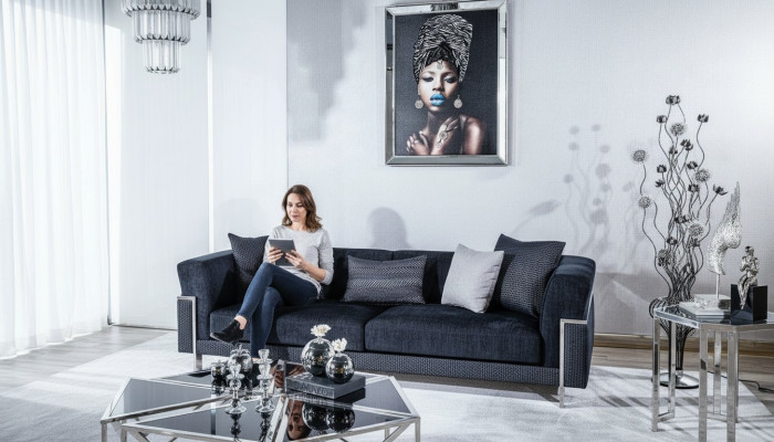 Luxe bankstel 3-zits bankstellen Stoffen bankstel Design meubels Driezitsbank zwart