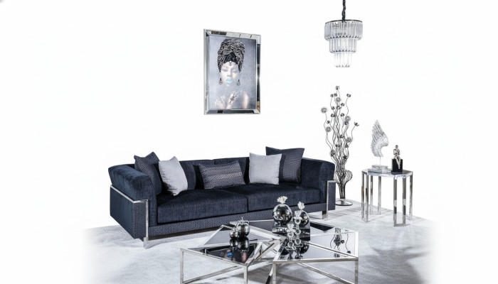 Luxe bankstel 3-zits bankstellen Stoffen bankstel Design meubels Driezitsbank zwart