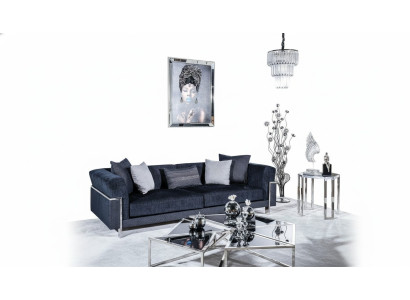 Luxe bankstel 3-zits bankstellen Stoffen bankstel Design meubels Driezitsbank zwart