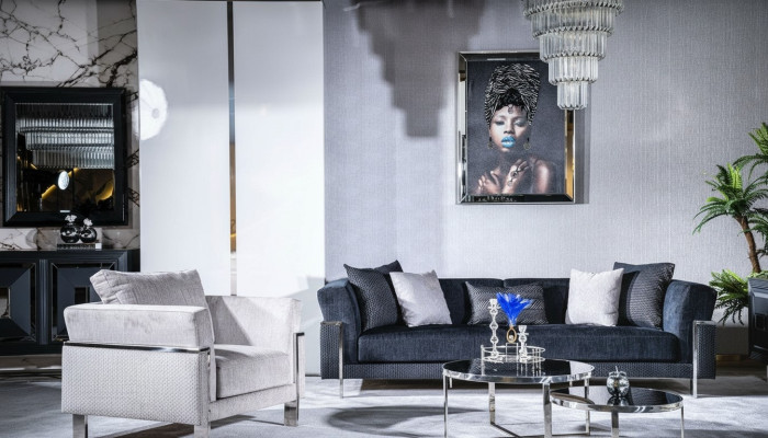 Woonkamer bankstel 3+1 spiegel salontafel zithoek design