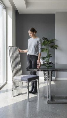 Eetkamerstoel grijs luxe stoel metaal met textiel stoelen stijl modern
