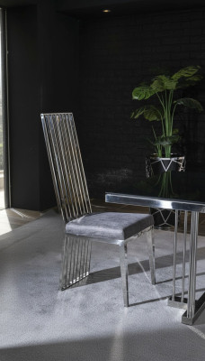 Eetkamerstoel grijs luxe stoel metaal met textiel stoelen stijl modern