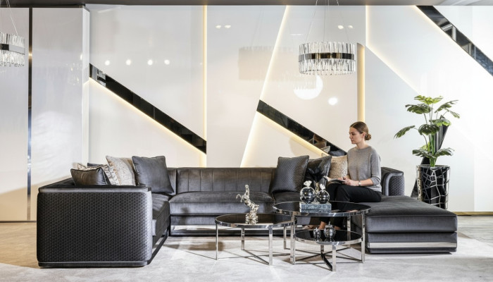 Hoekbank L-vorm Salontafel Bijzettafel 3-delig Set Beklede Woonlandschap