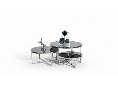 Woonkamer salontafels Luxe Design 3-delig Hout Grijs Stijl Modern Tafel