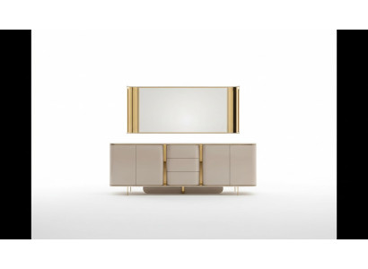 Woonkamer dressoir spiegel Materiaal Hout met Metaal Stijl Modern Beige