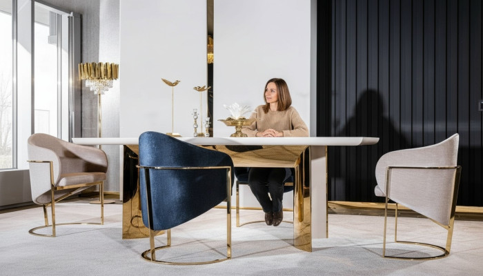 Eetkamerstoel Luxe stoel Metaal met textiel Nieuwe stoelen Stijl Modern