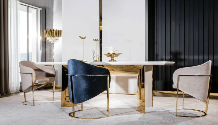 Eetkamerstoel Luxe stoel Metaal met textiel Nieuwe stoelen Stijl Modern