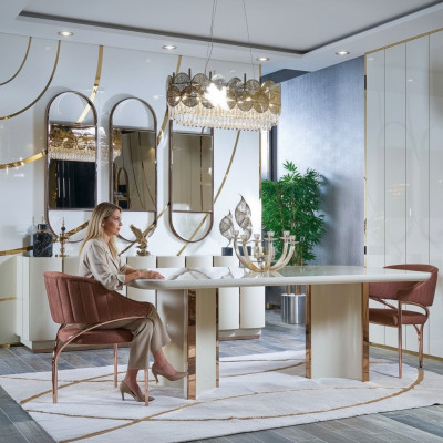 Luxe tafels Eetkamertafel Eetkamer Modern Goud Roestvrij staal Direct
