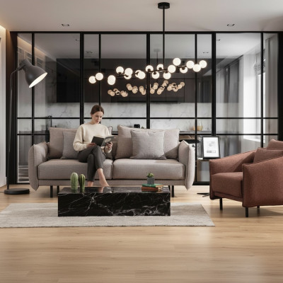 Sofaset Bankstel 3+1 zits fauteuil Tafel met gesneden poten 2-delige set Nieuw
