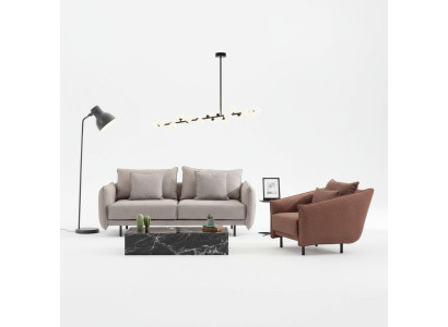 Sofaset Bankstel 3+1 zits fauteuil Tafel met gesneden poten 2-delige set Nieuw