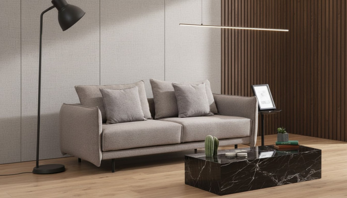 Driezitsbank Sofa Meubilair Inrichting Banken Sofa's Bekleding grijs Nieuw
