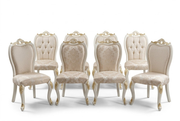 Stel 8x stoelen Eetkamerstoel Stoel Set Hout Luxe Eetkamer Stijl Barok Groep