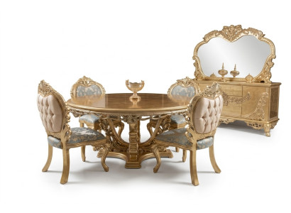 Luxe set eetkamer eettafel stoel dressoir spiegel stoelen tafel 7-delig.