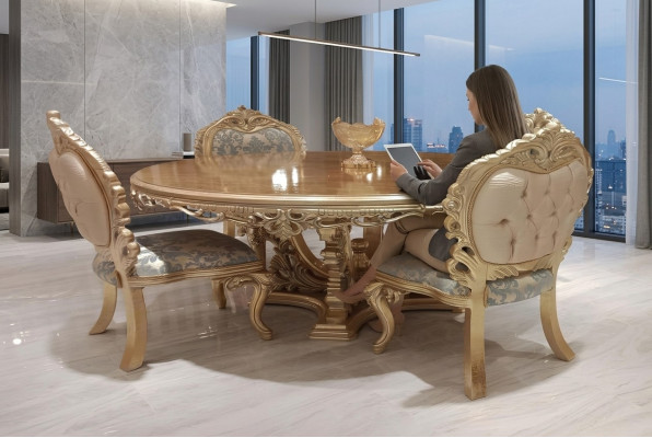 Ronde eettafel eetkamertafel eettafels tafel barok eet luxe meubels hout