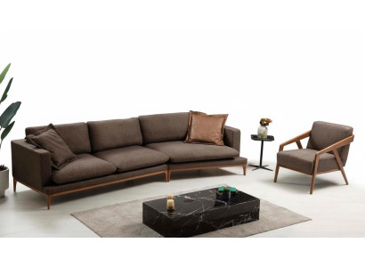 Hoekbank Bank Woonkamer Banken Stof Luxe Hoek L-Vorm Hout Stijl Modern Meubels Nieuw