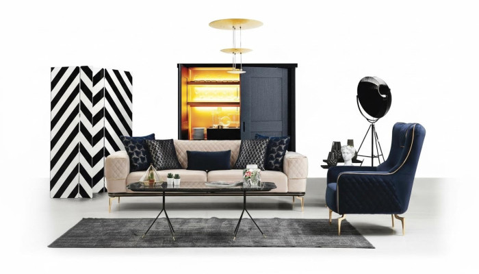 Garnituur bankstel Bank banken 3+1 zits fauteuil stof hout modern polyester