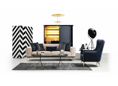 Garnituur bankstel Bank banken 3+1 zits fauteuil stof hout modern polyester