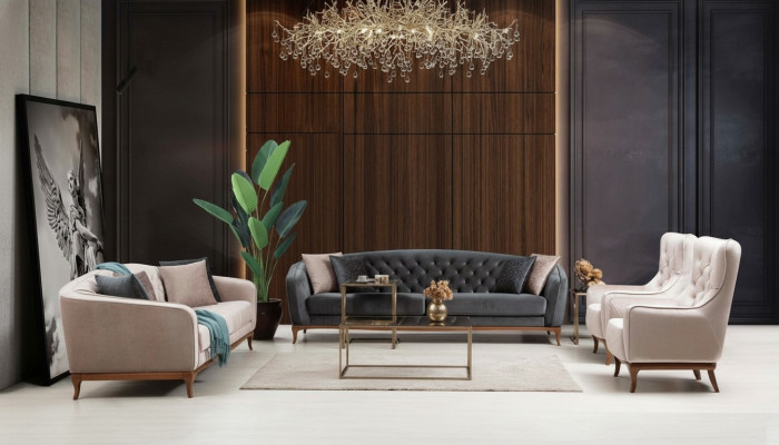 Sofaset bank luxe set banken fauteuils 4+3+1 zits modern 3-delige set design