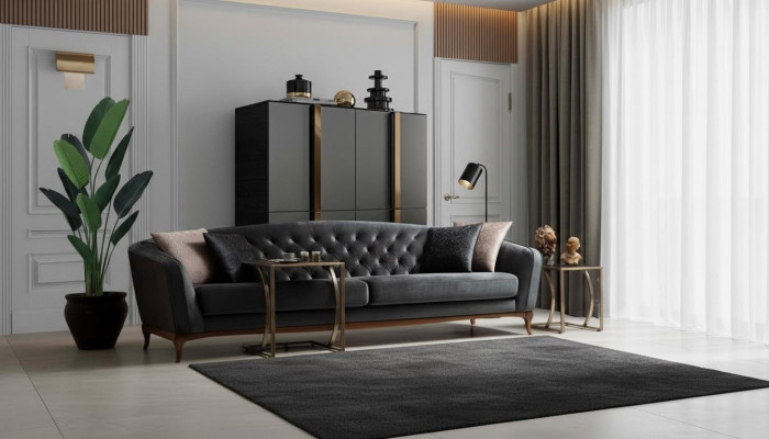 Vierpersoons bank Luxe 4-zits banken Gestoffeerde bank Stoffen bank Modern design Zitplaats