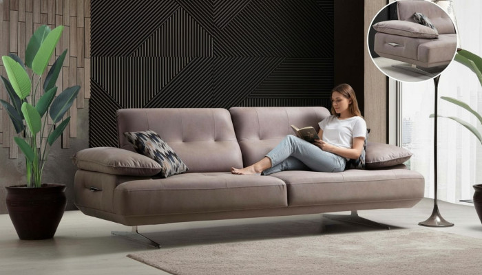 Italiaanse stijl meubels Driezitsbank Beklede bank Luxe banken Textiel stof