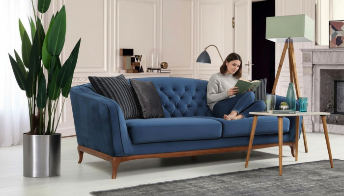 Luxe bankstel ontwerp driezits moderne bank blauw bankstel meubels bekleding loft nieuw