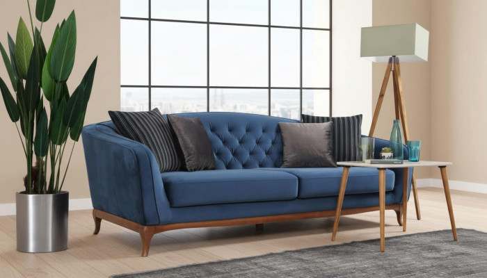 Luxe bankstel ontwerp driezits moderne bank blauw bankstel meubels bekleding loft nieuw