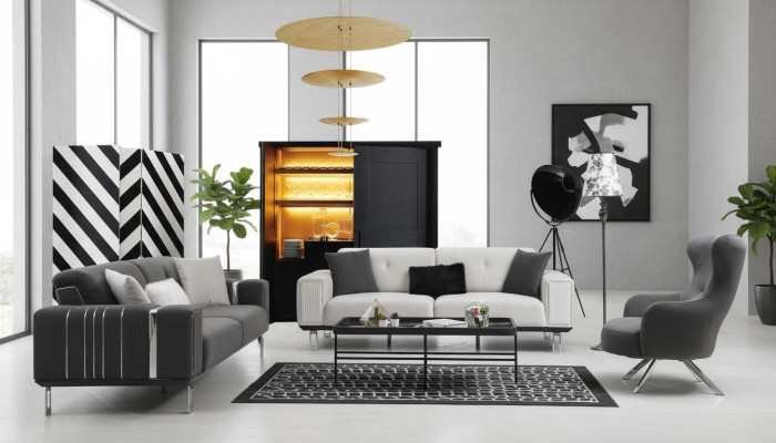 Sofa set luxe bankstel 3+3+1 zitbanken fauteuil stof design meubels nieuw
