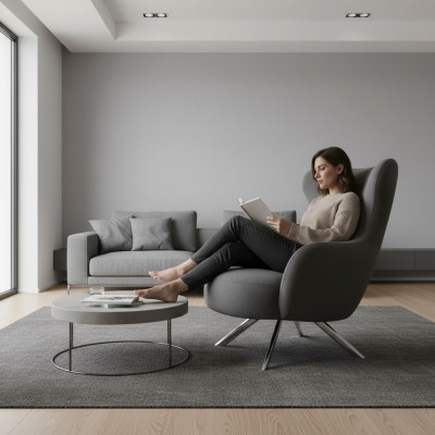 Fauteuil Ohrensessel Luxe 1-zits Zitsontwerperstof Modern