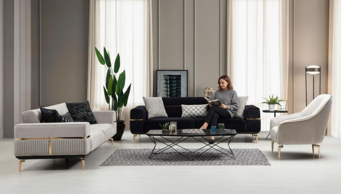 Luxe bankstel bank kussens groep banken 3+3+1 zits fauteuil 3-delige fluwelen set