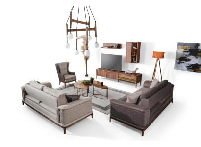 Garnituur bankstel Luxe 3+3+1 zitsbank Stof Fauteuil Banken Modern Bruin