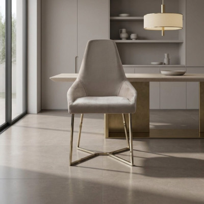 Luxe Beige Eetkamerstoel met Armleuning Stoel Stoelen Modern Design Meubels