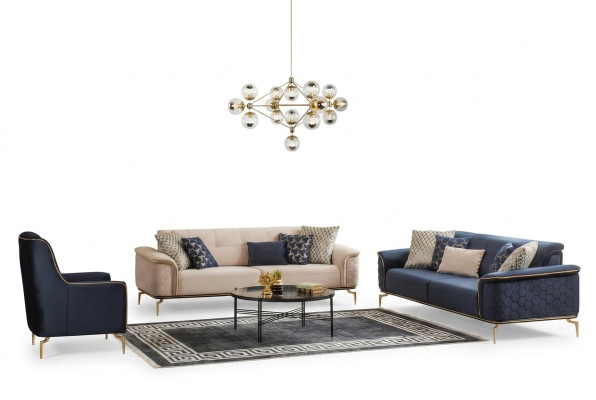 Bankstel set banken bank fauteuils driezits 3+3+1 zits stof groep nieuw