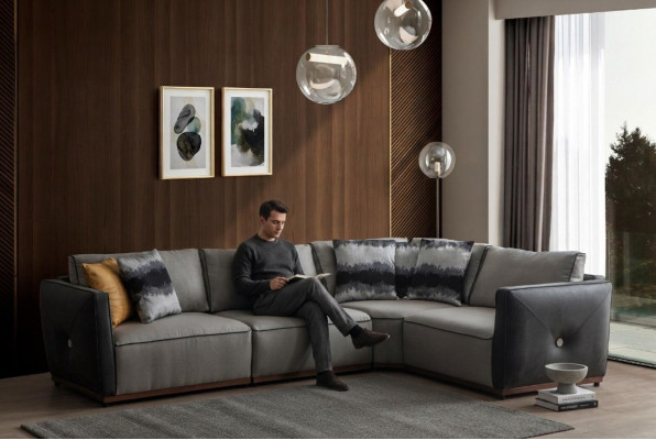 Woonkamer hoekbank banken L-vorm bank hoek stoffen bank luxe stoffen hoekbank nieuw