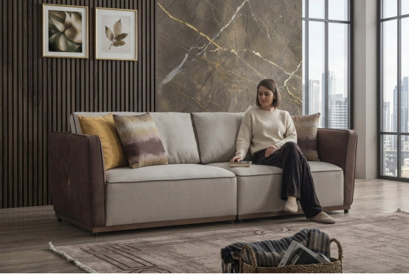Tweezitsbank Luxe 2-zitsbanken Zitting Woonkamer Modern Polyester Stof Nieuw