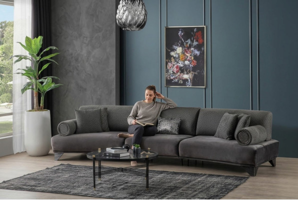 Bankstel 5-zitsbank Gestoffeerde bank xxl bankstellen Woonkamer Stof Grote woonlandschap