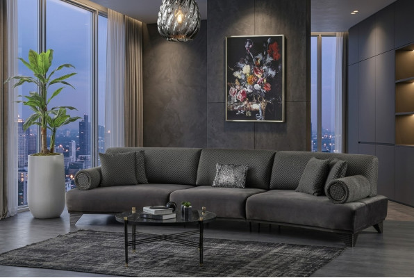 Bankstel 5-zitsbank Gestoffeerde bank xxl bankstellen Woonkamer Stof Grote woonlandschap