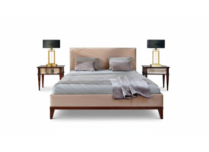 Modern bruin-beige slaapkamer Luxe bed Houten tweepersoonsbed Nieuw