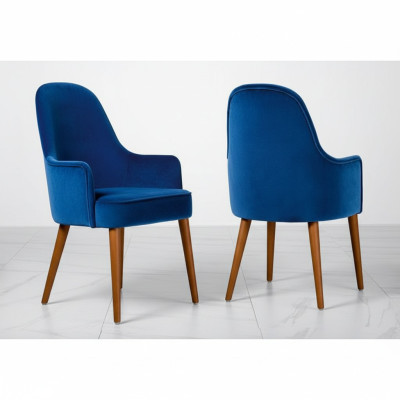 Eetkamerstoel Stoel Fauteuil Zitter 1 Zitmeubelstoel Stof Blauw Eetkamer Hout