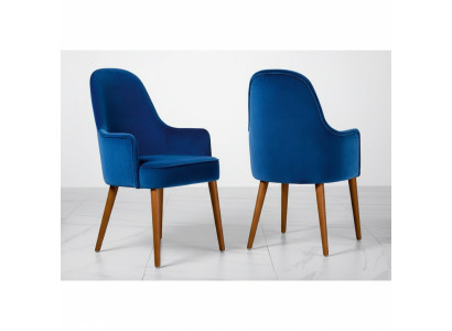 Eetkamerstoel Stoel Fauteuil Zitter 1 Zitmeubelstoel Stof Blauw Eetkamer Hout