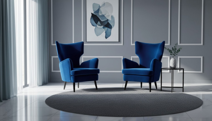 Fauteuil Armstoel Oorfauteuil 1-zits zit Stof Luxe Woonkamer Modern Blauw