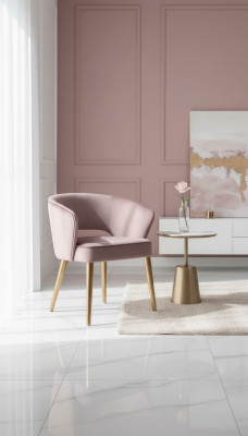Luxe eetkamerstoel stoel fauteuil zitter 1 zit clubsessel stof eetkamer roze