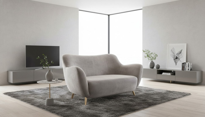 Tweezitsbank 2-zitsbanken Stof Woonkamer Polyester Modern Grijs Luxe Nieuw Tweezitsbank 2-zitsbanken Stof Woonkamer Polyester Modern Grijs Luxe Nieuw