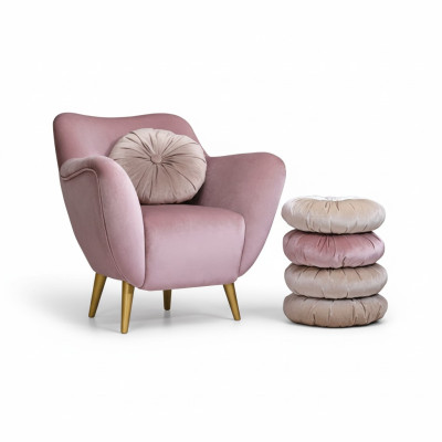 Fauteuil Stoel Oorfauteuil 1-Zits Zitting Stof Luxe Woonkamer Modern Roze