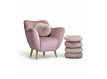 Fauteuil Stoel Oorfauteuil 1-Zits Zitting Stof Luxe Woonkamer Modern Roze