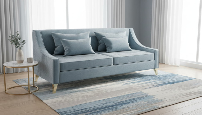 Samt Driezitsbank 3-zits banken Stof Woonkamer Polyester Modern Luxe Blauw