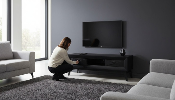 Lowboard tv-standaard Sideboard Tafel Woonkamer Modern Hout Zwart Design