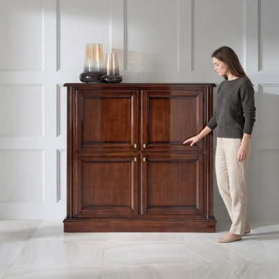 Commode luxe kast kasten dressoirs woonkamer hout klassiek ontwerp bruin