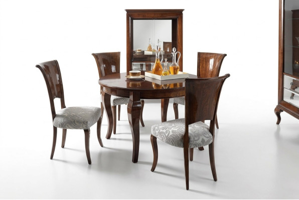 Ronde eettafel hoogglans bruine tafel eetkamerset eetkamerset stoelen 5-delig.