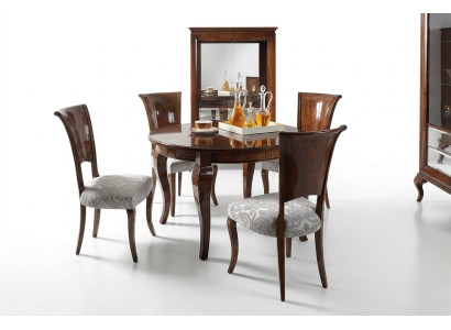 Ronde eettafel hoogglans bruine tafel eetkamerset eetkamerset stoelen 5-delig.