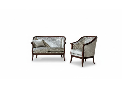 Tweezits luxe bankstel 2-zits stof Grijs Woonkamer Klassiek Polyester Bruin   Tweezits luxe bankstel 2-zits stof Grijs Woonkamer Klassiek Polyester Bruin